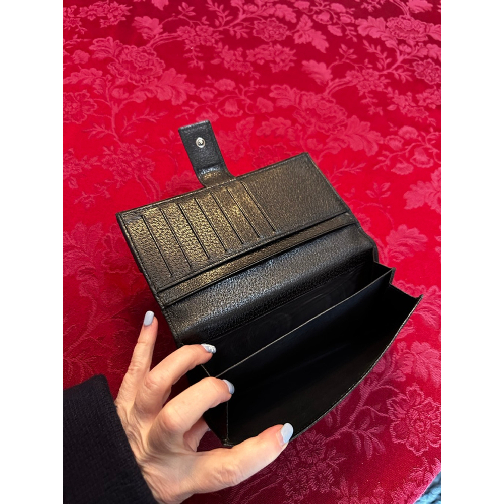 Gucci Black Monogram Canvas & Leather Long Snap Wallet with Silver Accent - Picture 11 of 12